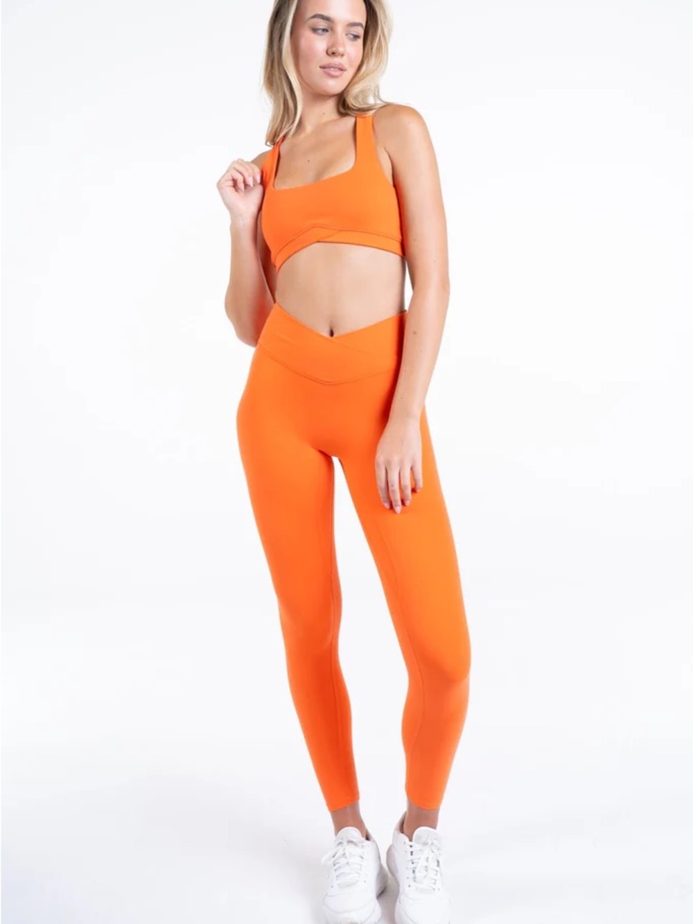 Orange V-Waist High-Rise Leggings Set - 2-Piece Activewear
